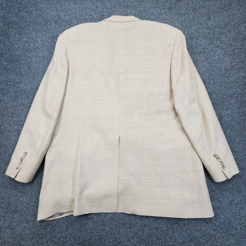 Bullock & Jones Blazer Men 44R Beige 100% Silk Slub Weave Sport Coat Made in USA